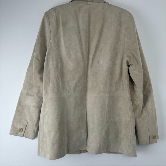Denim & Co Women’s Suede Blazer Jacket Size Medium Tan Leather Office Wear - Picture 2 of 10